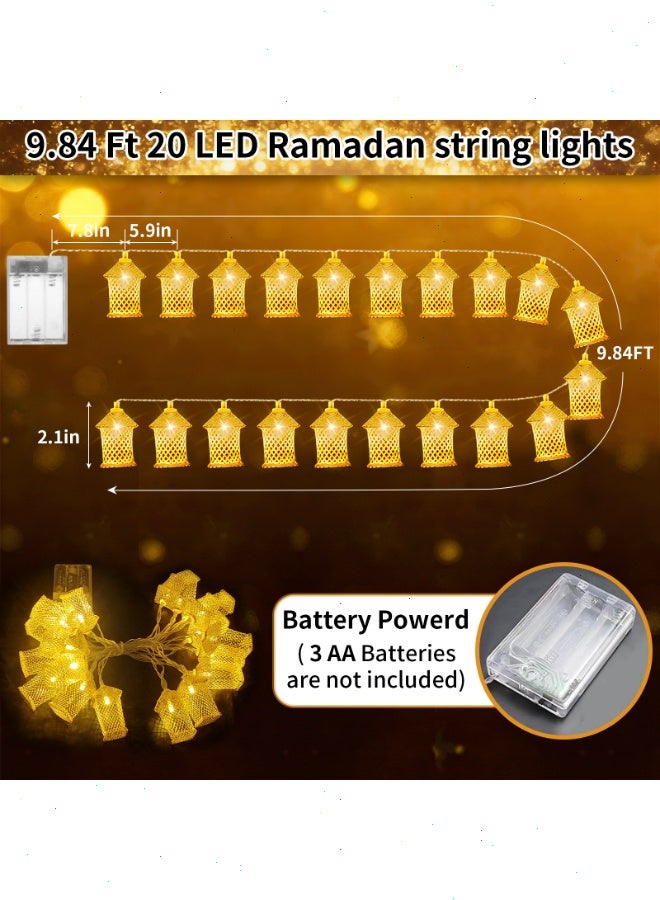 Ramadan Lights, Gold Moroccan Lantern Decorative Lights, 20 LED Fairy Lights 10Ft Battery Powered, Waterproof Golden Raindrop Lights for Ramadan Bedroom Garden Wedding Party Decor - Image 3